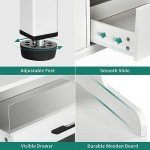 YITAHOME 6 Drawer Dressers & Chests of Drawers with LED Light, Modern Dresser with Open Shelf Storage, White