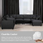 117" Modular Sectional Sofa,U-Shaped Chenille Sofa Couch with Movable Ottoman,Modern 7 Seat Cloud Sectional Couches for Living Room Office Home (Black, 117" U-7 Seater)