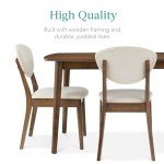 Best Choice Products 5-Piece Dining Set, Compact Mid-Century Modern Table & Chair Set for Home, Apartment w/ 4 Chairs, Padded Seats & Backrests, Wooden Frame - Walnut/Cream
