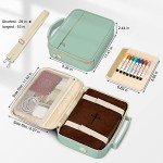 FINPAC Large Bible Cover w/Shoulder Strap, Carrying Book Case Church Bag Bible Protective w/Pen Slots and Zippered Pocket, Gift for Women Lady, Light Green