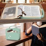FINPAC Large Bible Cover w/Shoulder Strap, Carrying Book Case Church Bag Bible Protective w/Pen Slots and Zippered Pocket, Gift for Women Lady, Light Green