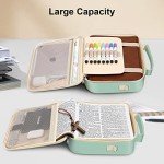 FINPAC Large Bible Cover w/Shoulder Strap, Carrying Book Case Church Bag Bible Protective w/Pen Slots and Zippered Pocket, Gift for Women Lady, Light Green