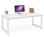 Tribesigns Modern Computer Desk, 63 x 31.5 inch Large Executive Office Desk Computer Table Study Writing Desk Workstation for Home Office, Spliced Desktop, White