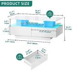 YITAHOME LED Coffee Table with Storage, Modern Coffee Tables for Living Room, High Glossy LED Coffee Table with Open Display Shelf & Sliding 4 Drawers, Rectangular Small Center Table, White