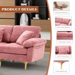 OUYESSIR U-Shaped Sectional Sofa Couch, 4 Seat Sofa Set for Living Room, Convertible L-Shaped Velvet Couch Set with Chaise Lounge, Ottoman and Pillows,114 inches (Pink)