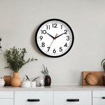 DAXSMY 12 Inch Wall Clock Silent Non-Ticking Battery Operated Analog Clock Decorative for Office Kitchen Outdoor Living Room Classroom Bedroom Bathroom School(Black)