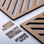 qmmp Modern Wooden Wall Sculptures - Set of 3 - MDF - Oak - Home Decor Accent - Large Wall Art for Living Room, Bedroom, Office - Easy Installation (Oak, Medium - Mountain and Sun, Unframed)