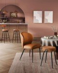VASAGLE EKHO Collection - Dining Chairs Set of 2, Upholstered Kitchen Chairs, Comfortable Seat, Synthetic Leather with Stitching, Mid-Century Modern, Easy Assembly, Living Room Lounge, Caramel Brown