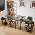 Sweetcrispy L Shaped Desk Gaming Computer 50 Inch Reversible Corner PC Work Table for Writing Study Student with Wood Tabletop Metal Frame CPU Stand Side Bag for Home Office Small Space, Grey