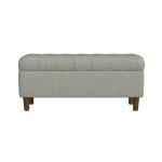 HomePop Home Decor | Tufted Ainsley Button Storage Ottoman Bench with Hinged Lid | Ottoman Bench with Storage for Living Room & Bedroom,Gray Woven