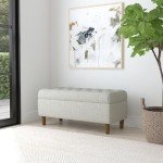 HomePop Home Decor | Tufted Ainsley Button Storage Ottoman Bench with Hinged Lid | Ottoman Bench with Storage for Living Room & Bedroom,Gray Woven