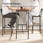 HOOBRO Bar Stools, Bar Stools Set of 2, Bar Chairs with Footrests, Bar Stools with Back, 25.8" Counter Height Bar Stools, for Kitchen Island, Living Room, Bar, Cafe, Black and Walnut BH22BY01G1