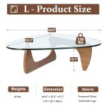 Coffee Tables for Living Room - Triangle Glass Coffee Table with Wooden Base Mid-Century Modern Abstract End Table for Study Room Office Hotel Balcony (Walnut Transparent, Large 50 * 35.8 * 16in)