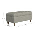 HomePop Home Decor | Tufted Ainsley Button Storage Ottoman Bench with Hinged Lid | Ottoman Bench with Storage for Living Room & Bedroom,Gray Woven
