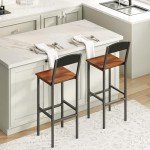 HOOBRO Bar Stools, Bar Stools Set of 2, Bar Chairs with Footrests, Bar Stools with Back, 25.8" Counter Height Bar Stools, for Kitchen Island, Living Room, Bar, Cafe, Black and Walnut BH22BY01G1