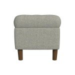 HomePop Home Decor | Tufted Ainsley Button Storage Ottoman Bench with Hinged Lid | Ottoman Bench with Storage for Living Room & Bedroom,Gray Woven