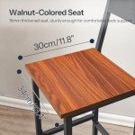 HOOBRO Bar Stools, Bar Stools Set of 2, Bar Chairs with Footrests, Bar Stools with Back, 25.8" Counter Height Bar Stools, for Kitchen Island, Living Room, Bar, Cafe, Black and Walnut BH22BY01G1