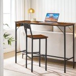 HOOBRO Bar Stools, Bar Stools Set of 2, Bar Chairs with Footrests, Bar Stools with Back, 25.8" Counter Height Bar Stools, for Kitchen Island, Living Room, Bar, Cafe, Black and Walnut BH22BY01G1