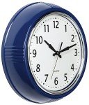 Bernhard Products Retro Wall Clock 12 Inch Navy Blue Kitchen 50's Vintage Design Round Silent Non-Ticking Quartz Battery Operated Clocks for Home Office School Classroom Kids Bedroom Living Room