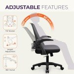 NEO CHAIR Office Desk Computer Gaming Chair with Executive Ergonomic Lumbar Back Support Flip-up Padded Armrest Adjustable Height and Wheels for Home or Office (Black)