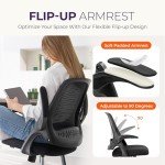 NEO CHAIR Office Desk Computer Gaming Chair with Executive Ergonomic Lumbar Back Support Flip-up Padded Armrest Adjustable Height and Wheels for Home or Office (Black)