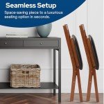 MECO Stakmore True Mission Wooden Folding Chairs with Padded Seats, Set of 2 - No Assembly Foldable Dining Chairs, Steel Folding Mechanism, Upholstered Cushion, Space-Saving, Fruitwood Frame