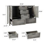 Maupvit Buffet Cabinet, Sideboard Cabinet with 2 Doors and 5 Drawers, Farmhouse Buffet Table with Storage for Kitchen, Wood Buffet Coffee Bar Table for Dining Room, Grey