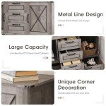 Maupvit Buffet Cabinet, Sideboard Cabinet with 2 Doors and 5 Drawers, Farmhouse Buffet Table with Storage for Kitchen, Wood Buffet Coffee Bar Table for Dining Room, Grey