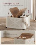 VASAGLE Farmhouse Coffee Table with Storage, Square Coffee Table for Living Room, Center Table with Flip-Top Lids, Honey Brown and Rustic White ULCT232W73