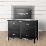 BOLUO Black Dresser for Bedroom 6 Drawer, Wide Dresser TV Stand for 50" TV Dressers & Chests of Drawers Fabric Dresser for Closet Modern
