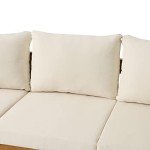 Christopher Knight Home Brooklyn Outdoor 3 Seater Sofa with Cushions - Acacia Wood - Teak/Beige