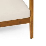 Christopher Knight Home Brooklyn Outdoor 3 Seater Sofa with Cushions - Acacia Wood - Teak/Beige