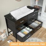 BOLUO Black Dresser for Bedroom 6 Drawer, Wide Dresser TV Stand for 50" TV Dressers & Chests of Drawers Fabric Dresser for Closet Modern