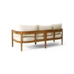 Christopher Knight Home Brooklyn Outdoor 3 Seater Sofa with Cushions - Acacia Wood - Teak/Beige