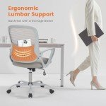 Office Computer Desk Managerial Executive Chair, Ergonomic Mid-Back Mesh Swivel Rolling Work with Wheels, Comfortable Lumbar Support, Comfy Arms for Home, Bedroom, Study, Student, Black