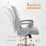 Office Computer Desk Managerial Executive Chair, Ergonomic Mid-Back Mesh Swivel Rolling Work with Wheels, Comfortable Lumbar Support, Comfy Arms for Home, Bedroom, Study, Student, Black