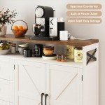 Befrases Farmhouse Buffet Cabinet with Drawers & Open Shelf, Sideboard with Storage, Kitchen Pantry Cabinet Hutch, Coffee Bar Station for Kitchen, Dining Room, Living Room, 47" L White