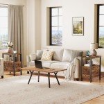 HOOBRO End Table with Charging Station, Narrow Side Table with 2 Drawer & USB Ports & Power Outlets, Nightstand for Small Spaces, for Living Room, Bedroom, Rustic Brown and Black BF541BZ01
