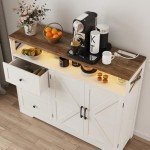 Befrases Farmhouse Buffet Cabinet with Drawers & Open Shelf, Sideboard with Storage, Kitchen Pantry Cabinet Hutch, Coffee Bar Station for Kitchen, Dining Room, Living Room, 47" L White
