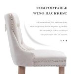 JETEAGO Bar Stools Set of 2, Velvet Upholstered Bar Stool for Kitchen Island, Counter Stools with Nailhead Trim, Beige
