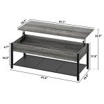 Homieasy Lift Top Coffee Table with Storage Shelf and Hidden Compartment, Modern Lift Top Table for Living Room, Wood Lift Tabletop, Metal Frame - Black Oak