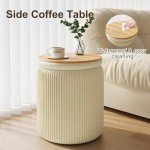 Beige Ottoman with Storage Set of 2, Upholstered Velvet Vanity Stool, Comfy Round Makeup Vanity Stools, Large Storage Ottoman Foot Rest, Pouf Seat for Living Room/Bedroom