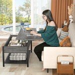 Homieasy Lift Top Coffee Table with Storage Shelf and Hidden Compartment, Modern Lift Top Table for Living Room, Wood Lift Tabletop, Metal Frame - Black Oak
