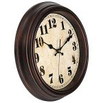 TOPZEA Retro Wall Clock, 12 Inch Silent Non-Ticking Classic Clocks Decorative Quartz Battery Operated Vintage Wall Clock for Living Room, Bedroom, School, Rustic Home Decor