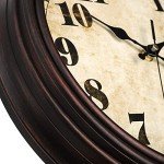 TOPZEA Retro Wall Clock, 12 Inch Silent Non-Ticking Classic Clocks Decorative Quartz Battery Operated Vintage Wall Clock for Living Room, Bedroom, School, Rustic Home Decor