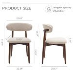 COLAMY Wooden Dining Chairs Set of 6, Modern Fabric Upholstered Dining Room Chair, Farmhouse Kitchen Side Chairs with Foot Pegs, Beige