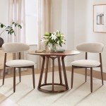 COLAMY Wooden Dining Chairs Set of 6, Modern Fabric Upholstered Dining Room Chair, Farmhouse Kitchen Side Chairs with Foot Pegs, Beige