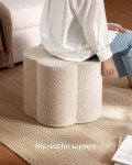 Blissful Diary Flower Pouf Ottoman, Comfy Floral Ottoman for Living Room, Bedroom, Kids Room, Charm Floor Pouf for Home Decor, Full Foam Filling Foot Rest for Couch, Off White