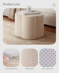 Blissful Diary Flower Pouf Ottoman, Comfy Floral Ottoman for Living Room, Bedroom, Kids Room, Charm Floor Pouf for Home Decor, Full Foam Filling Foot Rest for Couch, Off White