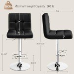 Yaheetech Bar Stools Set of 2, Adjustable PU Leather Swivel Barstools, Modern Counter Stools with Back and Footrest, Counter Height Barstools for Bar, Kitchen, Dining Room, Black